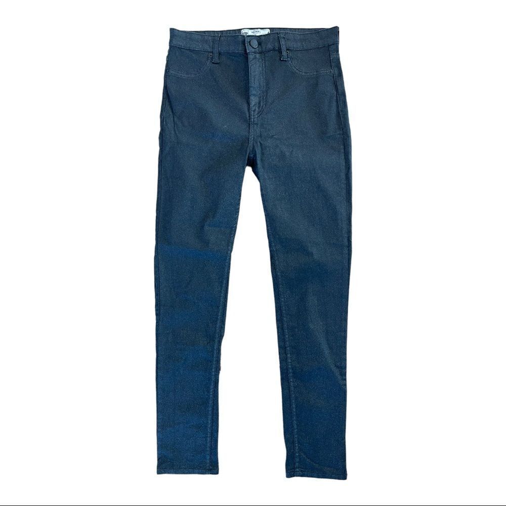 Free People Glitter Skinny Cropped Jeans Women's Size 28 Sparkle Blue Modern
